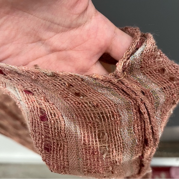 Free People Bronze Tie Dye Shimmer Crochet Kimono Maxi Kaftan Duster Coverup - Picture 12 of 16